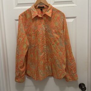 Lauren Ralph Lauren Floral Paisley Colorful button down top XL